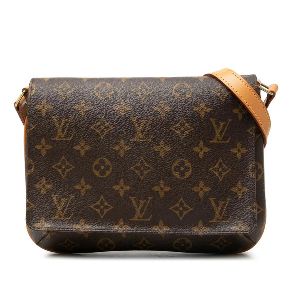 LOUIS VUITTON Authentic Brown Monogram Leather Shoulder Bag